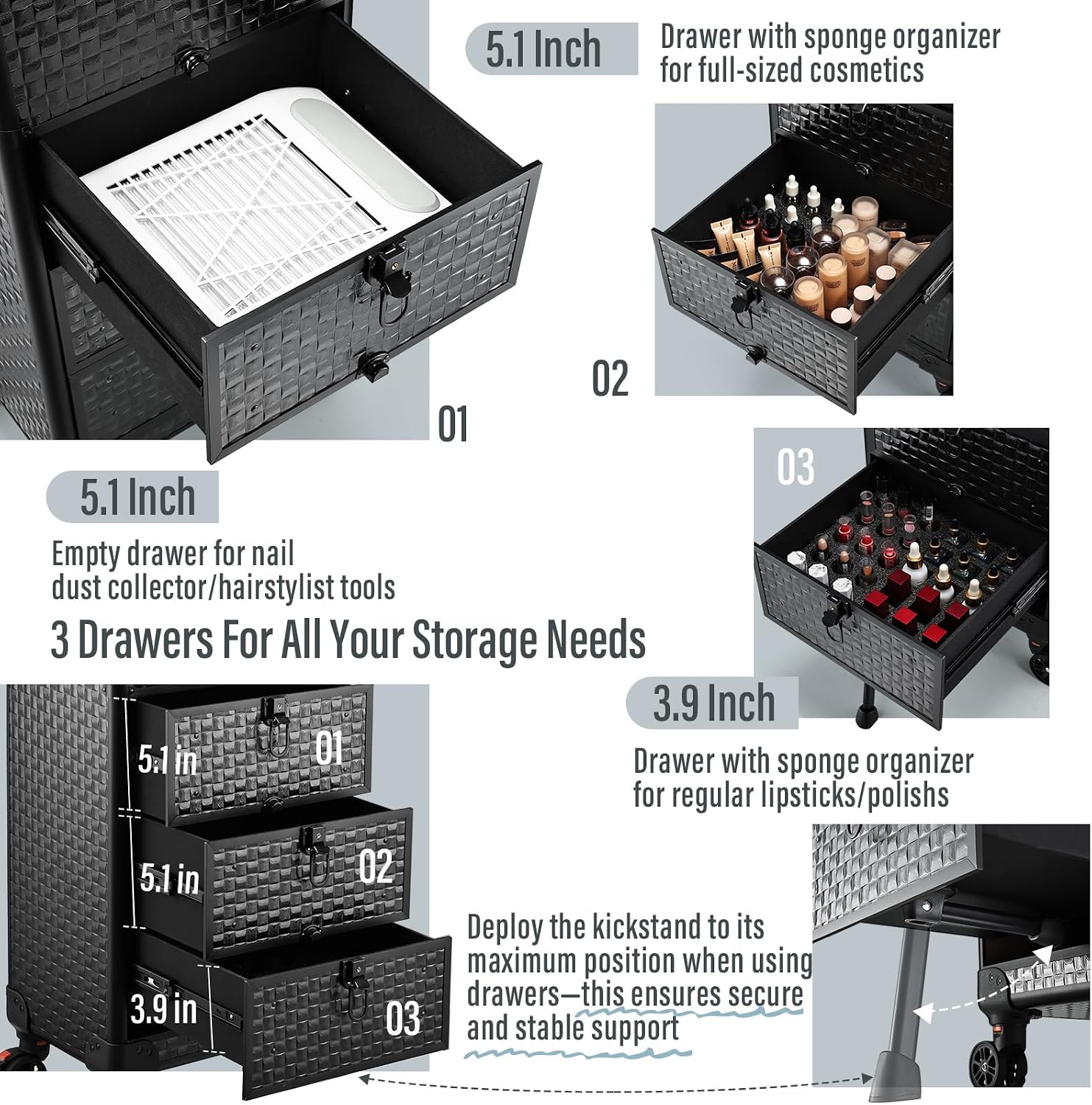 Rolling Salon Cart with 3 Draw - Spa & Wellness Hotel Paradiso recension och pris
